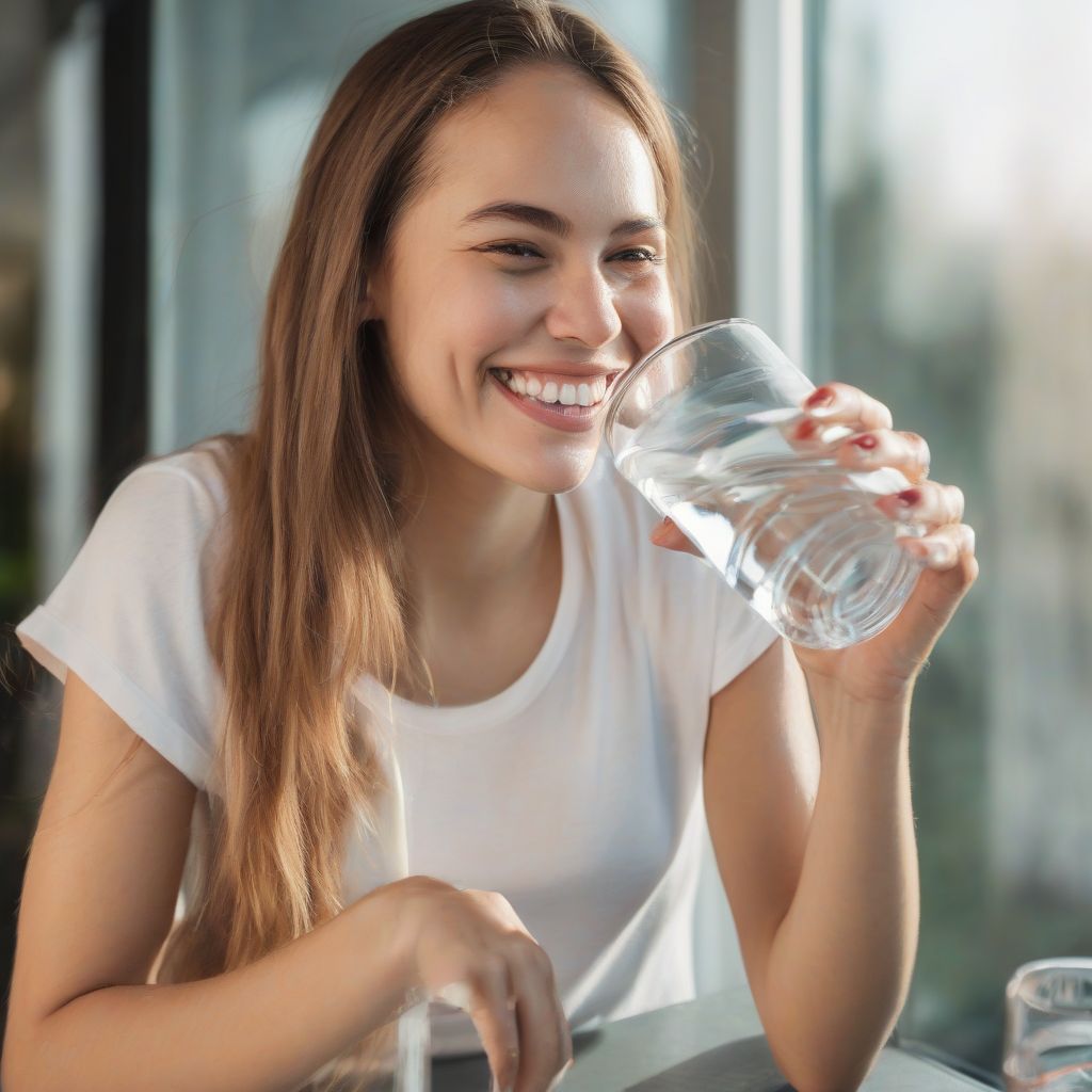 Young woman drinking water