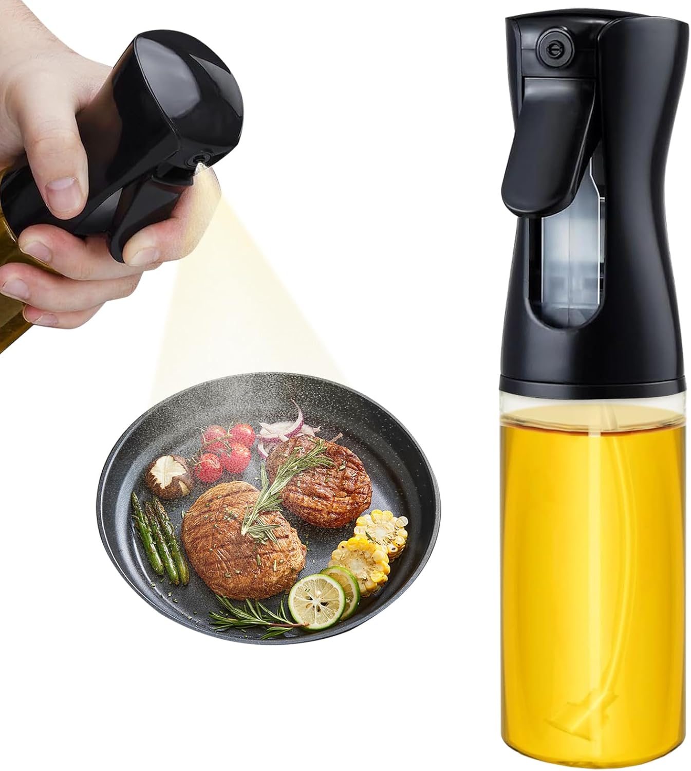 Oil Sprayer for Cooking 200ml Glass Olive Oil Sprayer Mister Olive Oil Spray Bottle Canola Oil Spritzer Bottles for Kitchen Premium Cooking Sprayer Kitchen Gadgets for Air Fryer Frying Baking BBQ